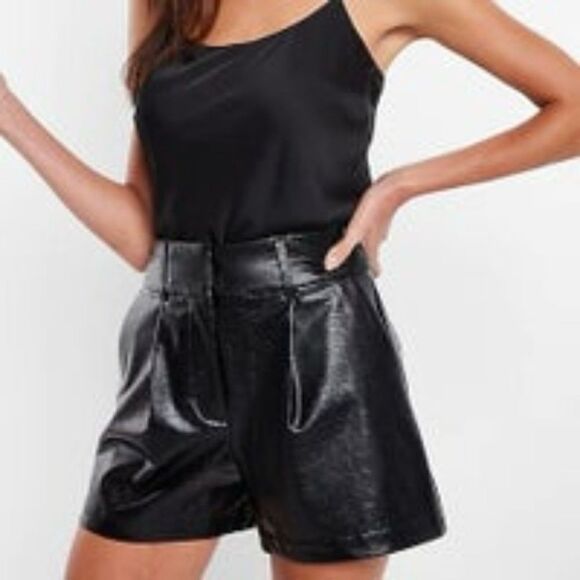 Express Super High Waist Croc-Embossed Faux Leather Shorts Size 12 - Picture 1 of 14